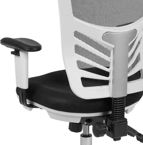 Miniatura 10 de Flash Furniture Nicholas Silla Giratoria de Respaldo Medio para Oficina y Videojuegos, Silla de Oficina Ergonómica de Malla con Soporte Lumbar Malla