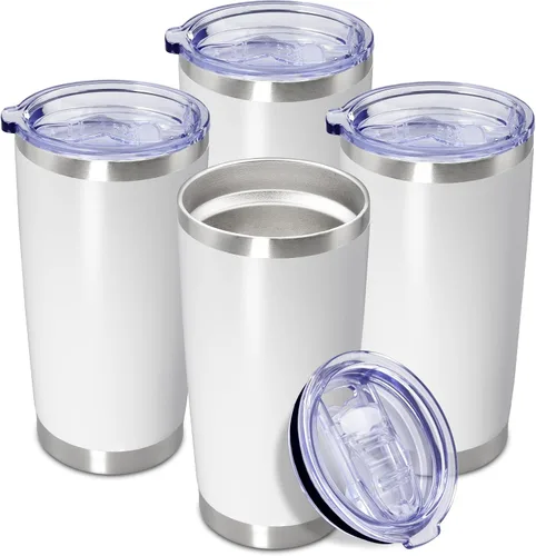 Miniatura 50 de Vaso de viaje de café de 20 onzas a granel con tapa, acero inoxidable de doble pared aislada al vacío, tazas con recubrimiento en polvo, para Rosa