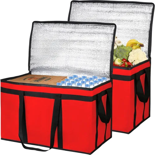 Bodaon Paquete de 2 bolsas grandes aisladas para entrega de alimentos, XXXL para compras de comestibles/catering/pizza, bolsa de entrega de viaje
