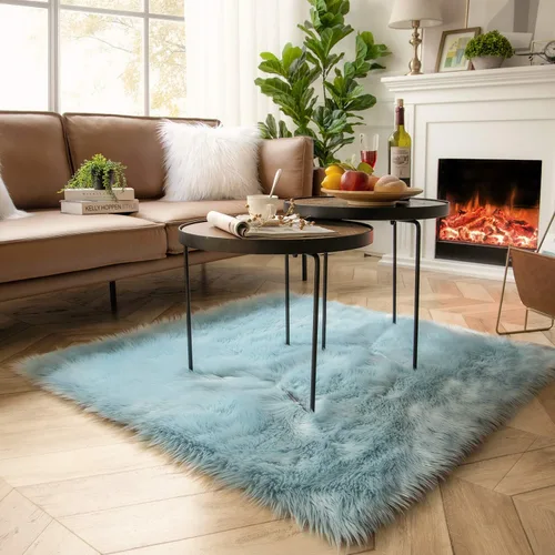 Miniatura 17 de Ashler Home Deco - Tapete de pelo sintético de oveja, mullido, suave, de 2 x 3 pies, lavable a máquina, dormitorio, habitación de los niños, sala