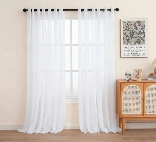 Miniatura 76 de PI - Cortinas traslúcidas con paneles pequeños, cortina transparente para ventana de cocina, mirador, 2 paneles