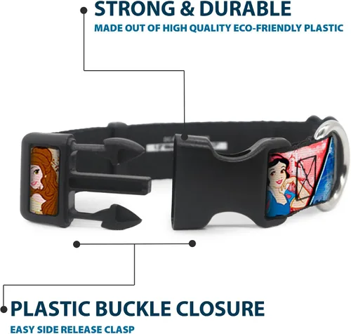 Miniatura 4 de Buckle-Down Collar de clip de plástico, poses de princesa de Disney, bloques de castillo, 1 pulgada de ancho, se adapta a cuello de 9 a 15 pulgadas