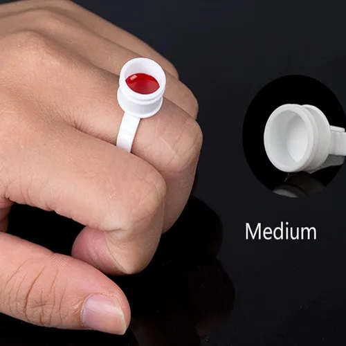 Miniatura 6 de 100 unids Microblading Pigmento Pegamento Anillos Tatuaje Tinta Titular Para Pestañas Anillos de Extensión Diámetro: 0.551 in