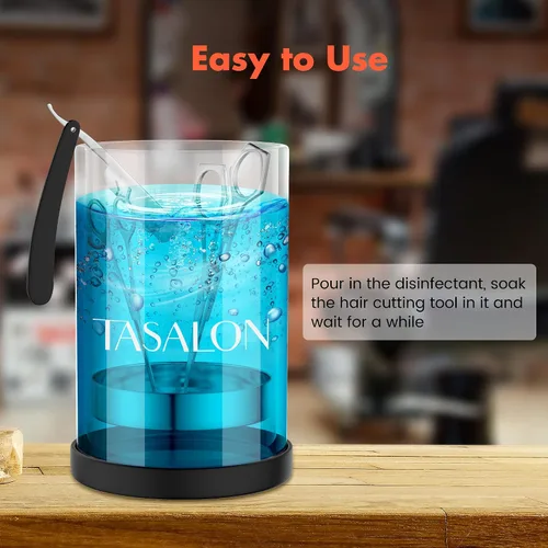 Miniatura 5 de TASALON Tarro de peluquero de 1 a 25 onzas con tapa de acero inoxidable y tarro de vidrio con cesta extraíble, salón o spa de uñas