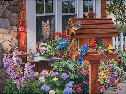 Miniatura 23 de Gift Essentials Rompecabezas de 1000 piezas – Collage de amigos de aves del patio trasero: 25 retratos de tus pájaros favoritos en el patio trasero