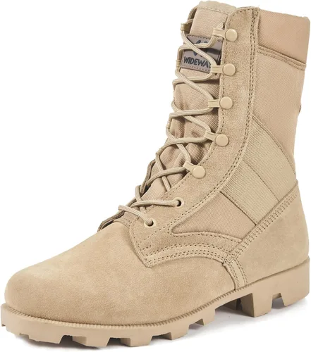 Botas militares de WIDEWAY para hombres, botas de combate de jungla tácticas de cuero resistente al deslizamiento, negras, para hombres, todo el