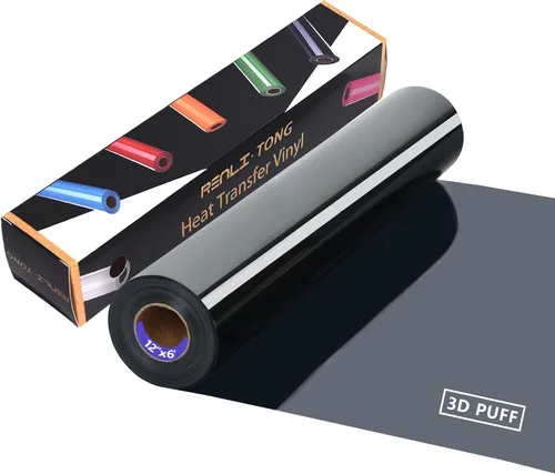 Miniatura 7 de RENLITONG - Vinilo de transferencia de calor mate 3D Puff HTV de 12 pulgadas por 6 pies, rollo para planchar para prensa de calor, camisetas