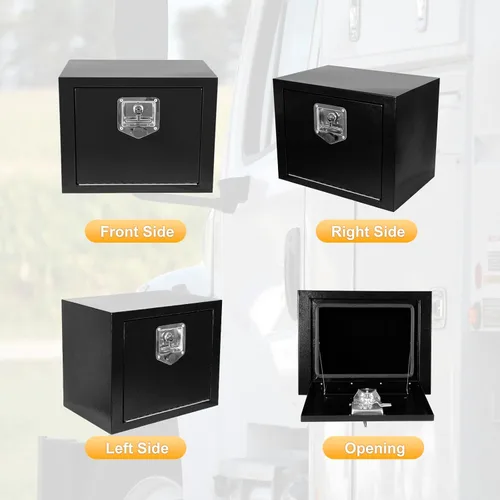 Miniatura 6 de Caja de herramientas de acero para debajo del cuerpo del camión, organizador de caja de herramientas de 18 x 12 x 14 con cerradura y llaves