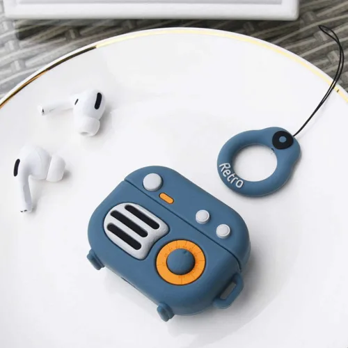 Miniatura 2 de Funda 3D de radio retro compatible con AirPods Pro, divertida funda Kawaii de silicona de dibujos animados para AirPod Pro