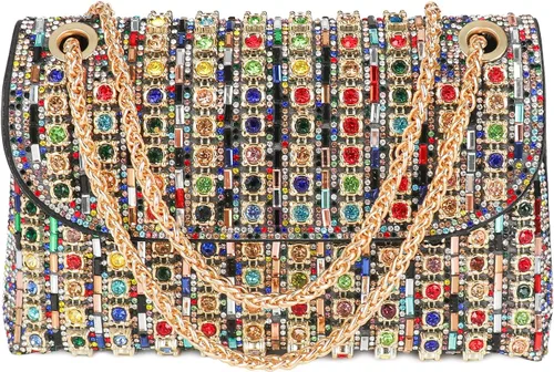 Bolso de mano de noche con diamantes de imitación brillantes para mujer, bolso de hombro para boda, fiesta, baile de graduación