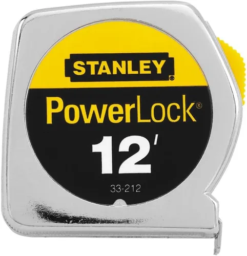 Miniatura 15 de Stanley 33425 Powerlock II Cinta Métrica de Retorno Automático, 1 pulgada x 25 pies, Cromo/Amarillo