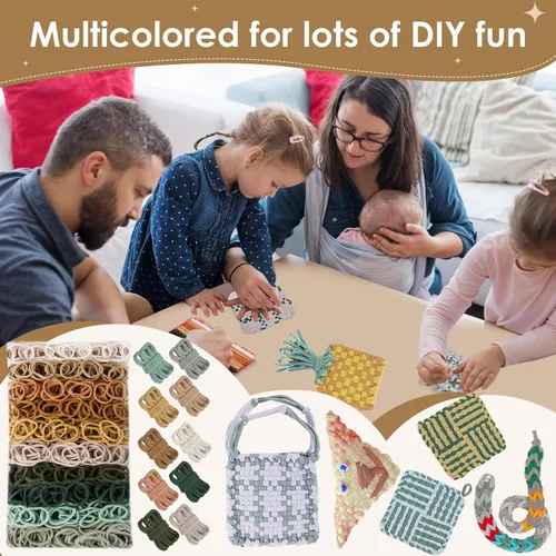 Miniatura 8 de 800 PCS bucles de tejido de 7 pulgadas de tamaño tradicional temática neutra, 10 colores para telar de agarraderas, bucles de repuesto para tejido