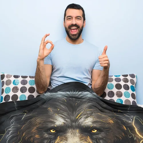 Miniatura 4 de Huke Manta de regalo de oso, manta de oso rayo de fuego negro y dorado, regalos de oso para adultos/niños/estudiantes, manta con estampado