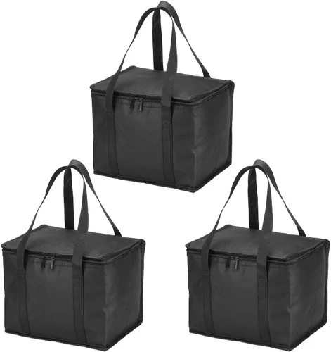 Miniatura 9 de PATIKIL Bolsa de comestibles reutilizable aislada, bolsa térmica aislada para entrega de alimentos con cremallera plegable para transporte frío