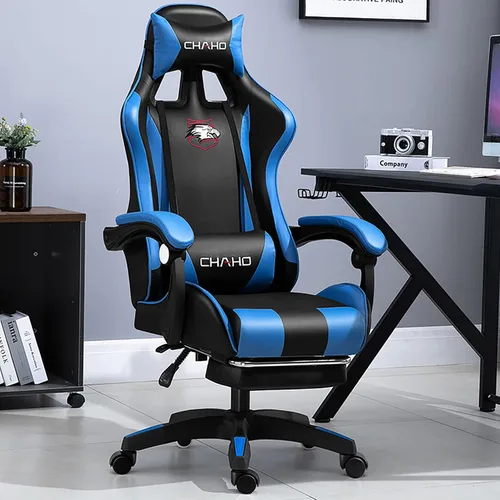 Miniatura 10 de KEUVEN Silla para videojuegos, silla de computadora con reposapiés y soporte lumbar, silla de juego ajustable en altura con asiento giratorio