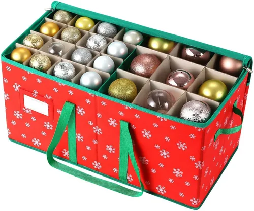 Caja de almacenamiento de adornos de Navidad con capacidad para 64-3 pulgadas + 27-4 pulgadas con cierre de cremallera [1 unidad], bolas de Navidad