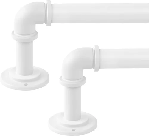 Miniatura 13 de OLV Barras de cortina industriales negras para ventanas de 48 a 84 pulgadas (4 a 7 pies), 1 pulgada de diámetro, barras para cortinas opacas Negro