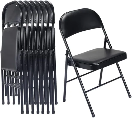 Miniatura 19 de Karl home Paquete de 12 sillas plegables blancas con asientos acolchados para exteriores e interiores, asiento comercial apilable portátil con marco