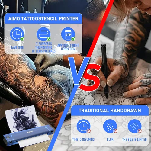 Miniatura 4 de Aimo T08F - Impresora inalámbrica de plantillas de tatuajes y 20 hojas de papel de transferencia para plantillas de tatuajes
