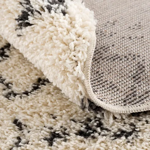 Miniatura 7 de Hauteloom, Duncans - Alfombra de estilo granja de pelo mullido para sala y dormitorio, con borlas - Beige, carbón, gris - 2 pies 7 pulgadas x 7 pies