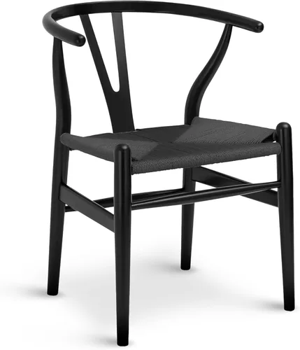 Miniatura 10 de POLY & BARK Sillas de comedor trenzadas – Sillas de comedor Wishbone modernas de mediados de siglo con brazos, estructura de madera maciza, uso