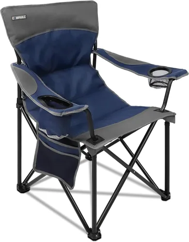Miniatura 10 de Sillas de camping portátiles de gran tamaño, sillas plegables para exteriores con bolsillo y portavasos, bolsa de transporte para camping, portones