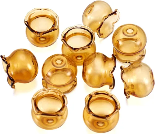 Miniatura 7 de FASHEWELRY 10 piezas Tapas de Flores de Vidrio Hechas a Mano Cuentas Florales de Cristal Transparentes en Forma de Trompeta Espaciadores de Flores a