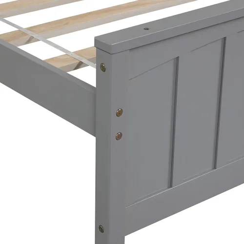 Miniatura 7 de MERITLINE Cama de plataforma de tamaño individual, marco de cama individual de madera, gris