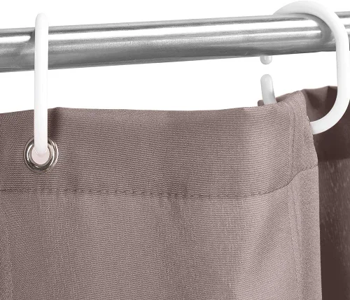 Miniatura 4 de Simple&Opulence Cortina de ducha de tela sólida con ganchos para baño, extralarga, 72 x 78 pulgadas, impermeable, lavable a máquina, juego