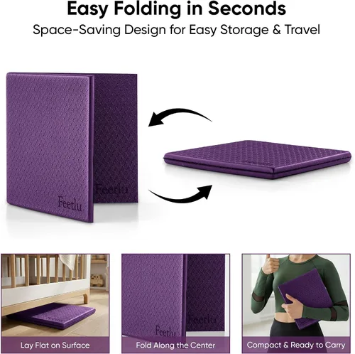 Miniatura 4 de Almohadilla Cojín de Rodilla para Yoga Almohadilla de Rodilla para Ejercicio Plegable, 1/2 pulgada de grosor, 24 x 12 pulgadas, elimina el dolor