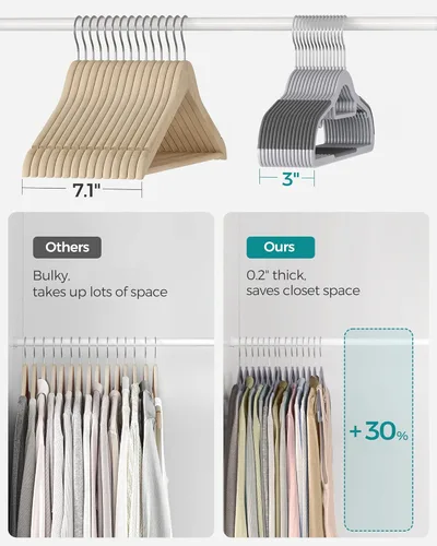 Miniatura 5 de SONGMICS Paquete de 100 perchas para abrigos, perchas de plástico que ahorran espacio, antideslizantes, 0.5 cm de grosor, 42 cm de ancho, gancho
