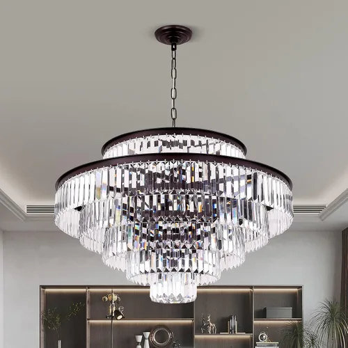 Miniatura 15 de Candelabros y luces de cristal de estilo moderno cromado redondos colgantes clásicos, lámpara colgante de techo accesorio de iluminación de 5