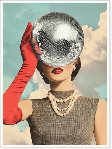 Miniatura 13 de Póster de bola de discoteca de los años 70, arte de pared retro para dormitorio preppy o sala de estar, impresión de baile estilo Y2K con fondo Sin