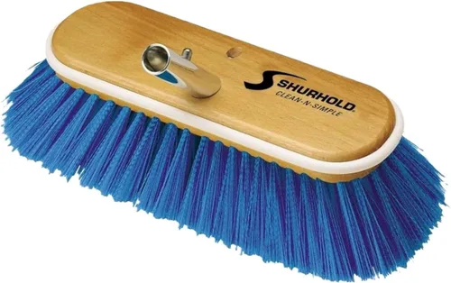 Miniatura 13 de Shurhold Classic 10” Stiff Bristle Deck Brush – Boat Cleaning Brush with Wood Block, Rubber Bumper & Polypropylene Bristles
