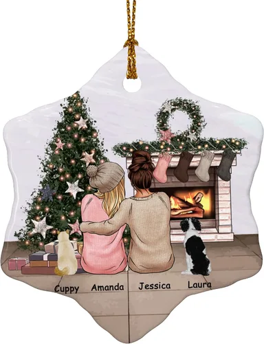 Miniatura 12 de Adorno de Navidad familiar personalizado 2022, nombre personalizado de raza, gato, perro, para pareja de Navidad, círculo redondo, adorno