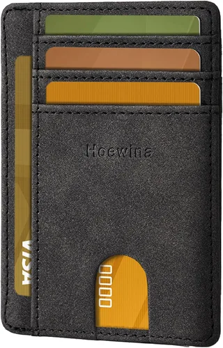Miniatura 14 de Hoewina Cartera delgada para hombre, bolsillo frontal minimalista con bloqueo RFID, billetera de cuero delgada para tarjetas de viaje, regalos
