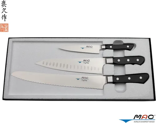 Miniatura 3 de MAC Juego de cuchillos serie profesional 3 piezas PRO-31, MTH-80 Pro series 8" cuchillo de chef con hoyuelos, PKF-50 Pro serie 5" cuchillo de pelar