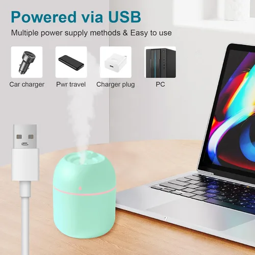 Miniatura 4 de Humidificador pequeño portátil, humidificador de escritorio personal USB para automóvil, oficina, dormitorio, apagado automático, 2 modos de niebla