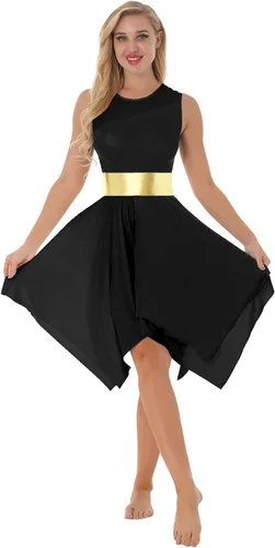 Miniatura 66 de easyforever Vestido de baile sin mangas con bloques de color para mujer, alabanza litúrgica, ropa de baile lírico, vestido de bata de adoración