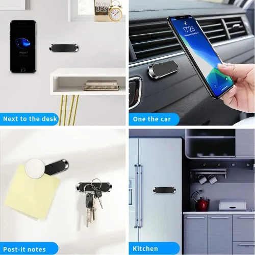 Miniatura 4 de Soporte magnético plano para teléfono, paquete de 4. Soporte de teléfono celular plateado para salpicadero de automóvil, pared, camión, kit