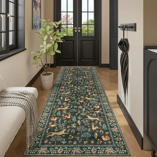 Miniatura 23 de DUKINO Alfombra de área de 6 x 9 pies, alfombra floral para sala de estar, ligera, antideslizante, lavable, alfombra de interior de pelo bajo