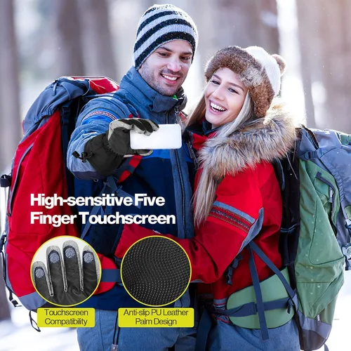 Miniatura 5 de Hikenture Guantes de esquí para hombres y mujeres-3M Thinsulate guantes de nieve impermeables aislados, guantes de snowboard de invierno, guantes