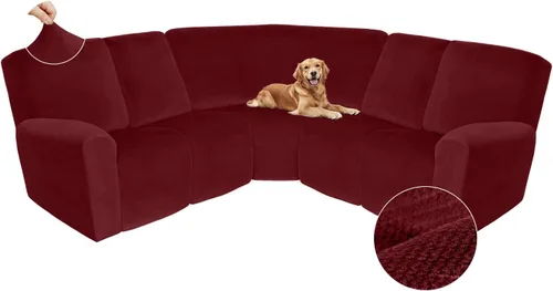 Miniatura 302 de Arfntevss Fundas de sofá seccional reclinable de terciopelo, Funda de sofá seccional de esquina para sofá reclinable, Funda elástica suave
