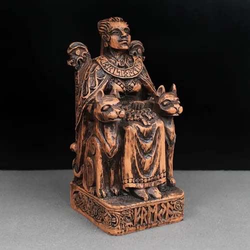 Miniatura 8 de Dryad Design Estatua de Freya Diosa nórdica del amor, guerra, magia y gatos, 7 3/4 pulgadas, decoración pagana vikinga para el hogar