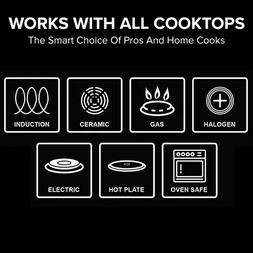 Miniatura 3 de Nuwave Sartén de acero inoxidable de tres capas con tapa, tecnología de calentamiento uniforme, construcción profunda 18/10, sin PTFE PFOA PFOS, 5QT