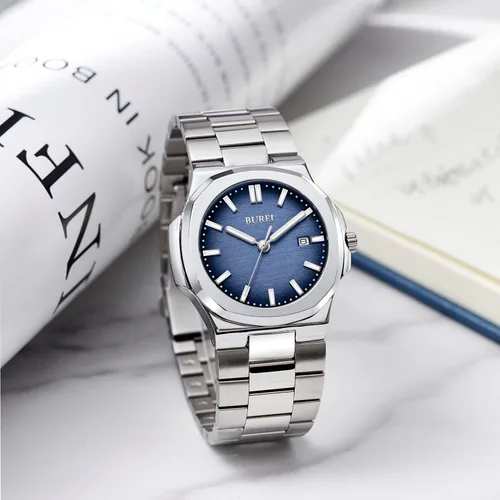Miniatura 3 de BUREI Men Watches Gifts for Men Fashion Stainless Steel Analog Quartz Waterproof Watches for Mens