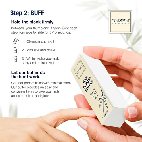 Miniatura 5 de Onsen Secret Kit de cuidado de uñas, con suero para el cuidado de la cutícula, kit de pulidor de uñas japonés y brillo - fortalecimiento y brillo
