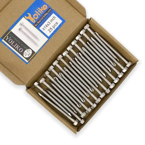 Miniatura 7 de Tornillos autoperforantes con cabeza hexagonal de arandela #14 x 3 (1 a 3 pulgadas), acero inoxidable 410, tornillos Tek de chapa autorroscantes, 25