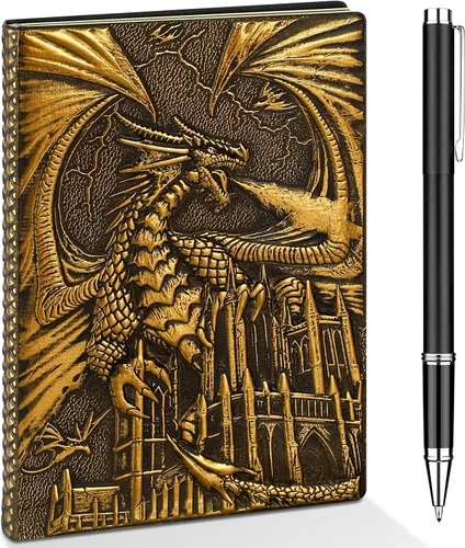 Miniatura 15 de Cuaderno de escritura de 3D Dragón DND, libro de cuero de fantasía D&D para regalos de Dungeons and Dragons, accesorios para amantes de RPG Nerdy DM