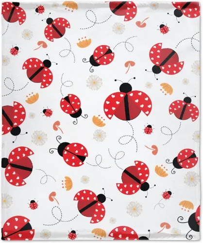 Miniatura 11 de Manta de franela de mariquita para regalo, ultra suave y acogedora, manta de forro polar ligera y mullida, manta de felpa cálida para sofá, cama, 30